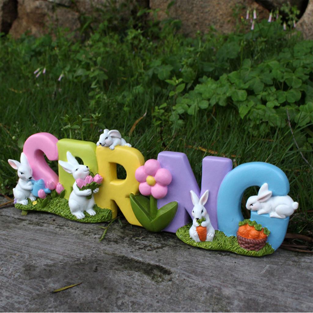 Easter Spring Rabbit Tabletop Ornament Rabbit Figurines Home Decor Festive Supplies Bedroom Resin Craft Garden Gift 2024