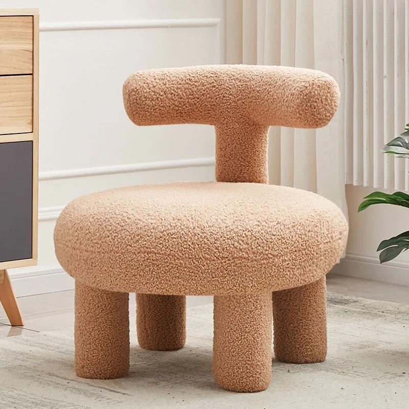 Nordic Lamb Wool Leisure Armchair - Fabric Low Stool for Living Room/Bedroom/Lazy Space