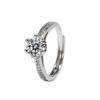Adjustable Open Design Sparkling Cubic Zirconia Engagement Ring for Women - Non-Tarnish Stainless Steel Wedding Band Jewelry