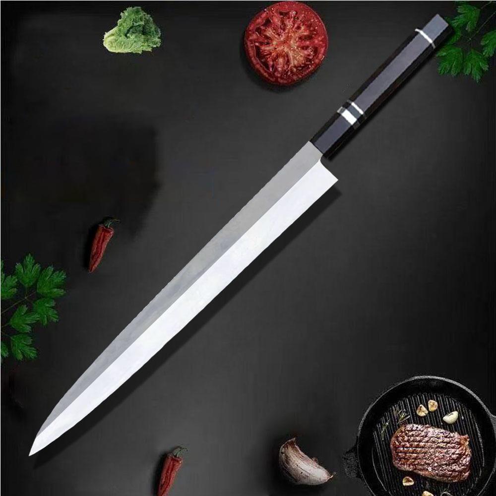 Sashimi-Messer Einseitig geschliffene Klinge 10Cr15MoV Stahl Lachs schneiden Schinken Filetieren Fischbeil Yanagiba Japanische Küchenmesser