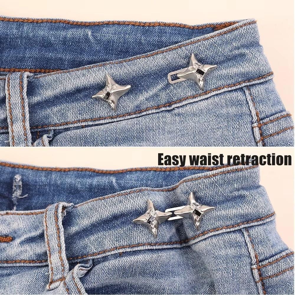 Four Pointed Star Jeans Buttons Adjustable Pants Pins Fashionable Belt Buckles  Scarf Fastening