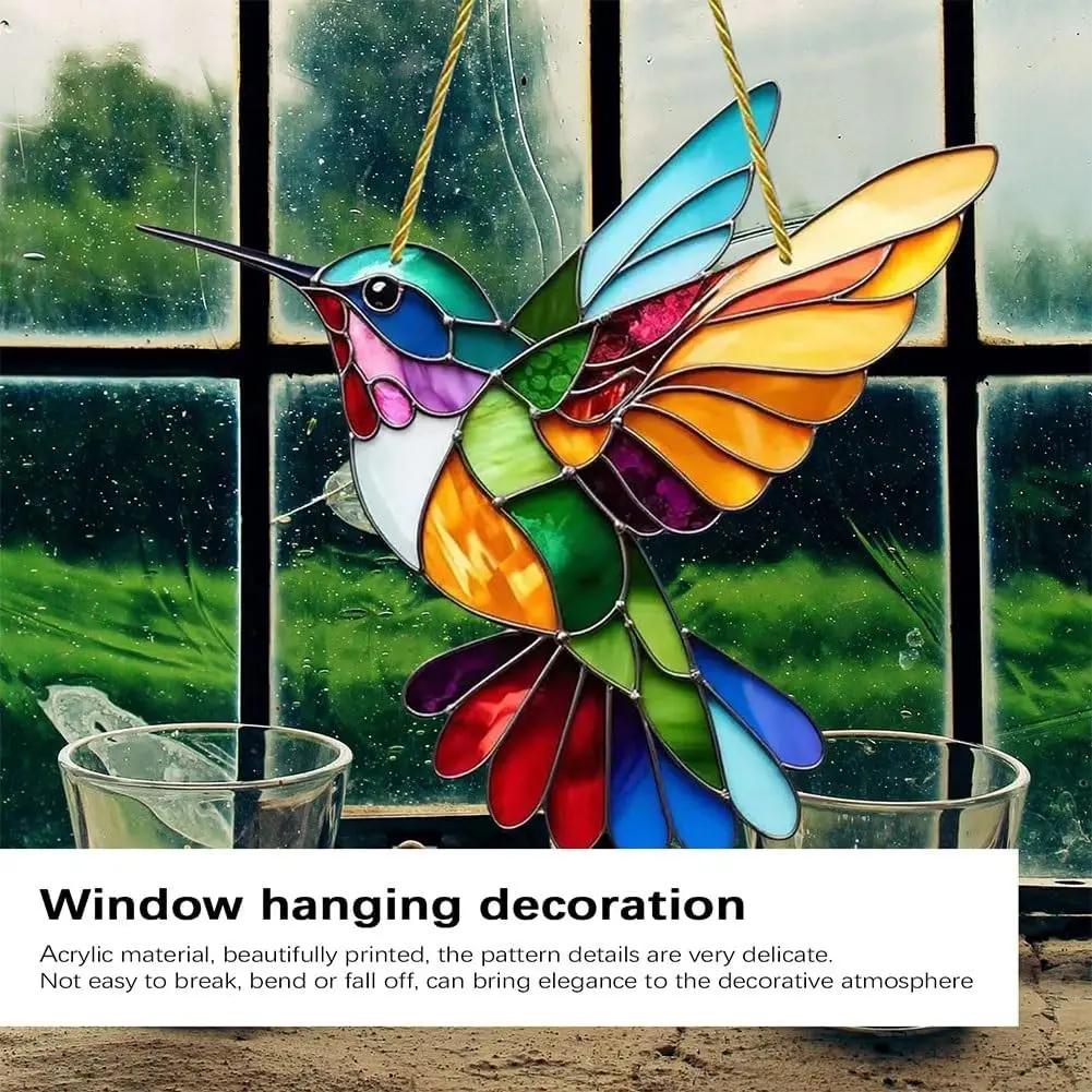 Bunter Wunderschöner Kolibri Anhänger Acryl Wind Sonnen Vögel Fensterhänger Windspiele Fänger Handwerk Vogel Geschenk Heimdeko