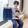100% Cotton Boys Pajama Set Short Sleeve Long Pants Cartoon Print Comfortable Sleepwear Kids