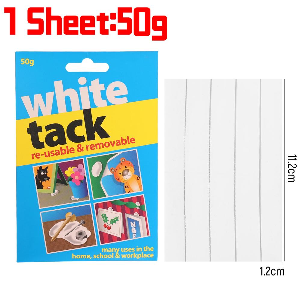 5/1Sheets Self-Adhesive Clay Reusable White Putty Sticky Tack for Home Office School Removable Photo Frame Fixed Adhesive Tabs