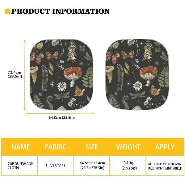 Mushroom Car Windshield Sunshade Daisy Flower Dragonfly Butterfly Mushroom Auto Front Sun Shades Foldable Sunlight Protection Visor Universal Vehicle