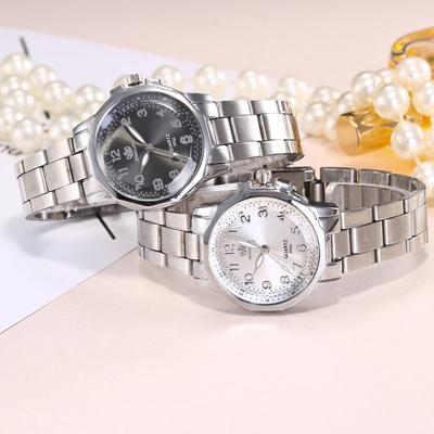 Fashion Women Stainless Steel Love Analog Quartz Round Wrist Watch