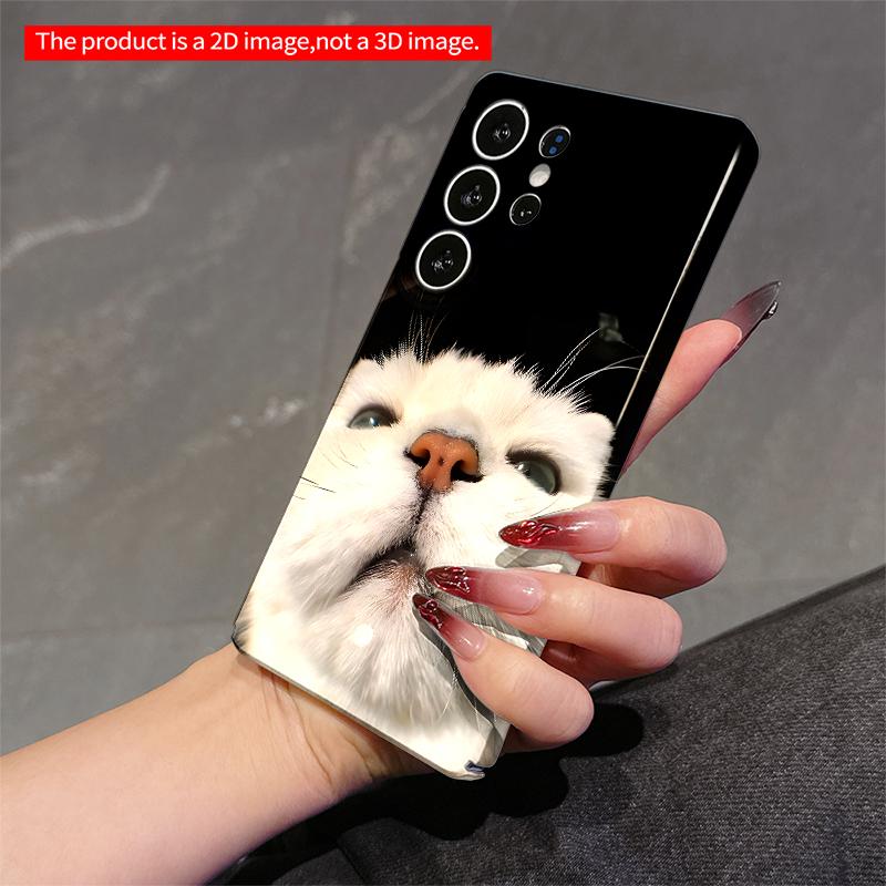 2DFlat Samsung phone case Upward Gaze White Cat Phone Case Applicable to Galaxy S23 S24 S25ULTRA S26 A12 A14 A15 A16 A54 A55