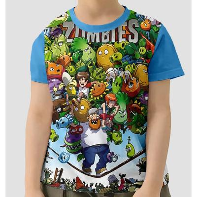 Sommer Rundhals HOT Spiel Pflanzen vs. Zombies Muster 3D Gedrucktes Top Modische Lässige Kurzarm Kinder Jungen T-Shirts