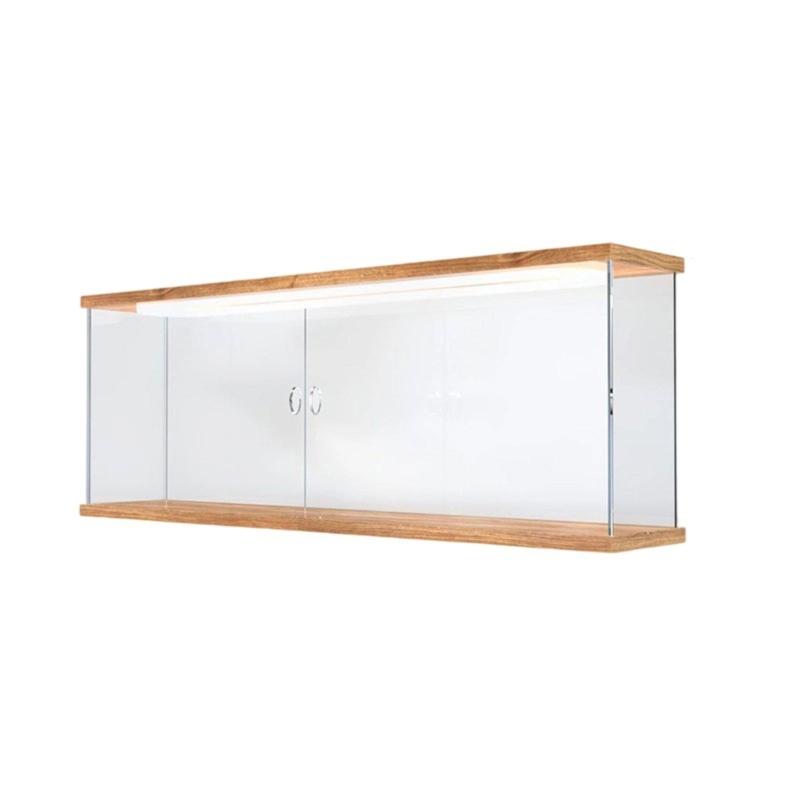 Clear Dustproof Plush Toy Organizers With Bamboos Base Acrylic Display Case For Bedroom And Study Room Storage