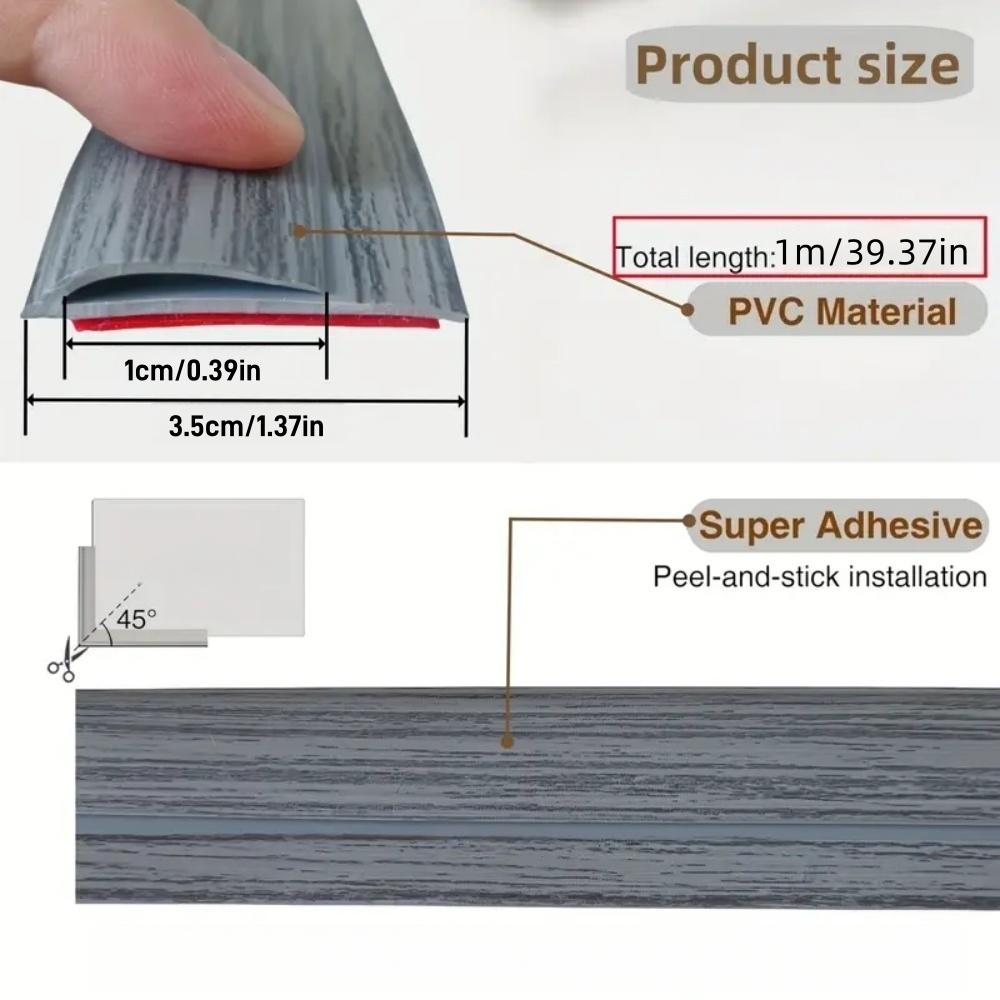 1 Stück 100 cm 3,5 cm x 1 cm Hochwertige PVC-Teppichkantenleiste Zuschneidbar Flexibel Bodenübergangsleiste Sicher Wasserdicht Teppichkante
