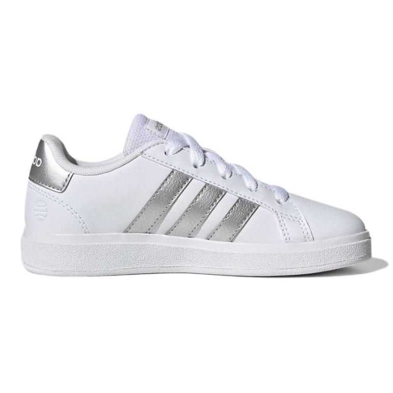Adidas Grand Court 2.0 Big Kid 'White Matte Silver' Sneakers GW6506