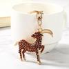 Cute Lifelike Goat Metal Keychain Sparkling Rhinestone Decor Stylish Bag Charm for Teen Girls Birthday Small Gift