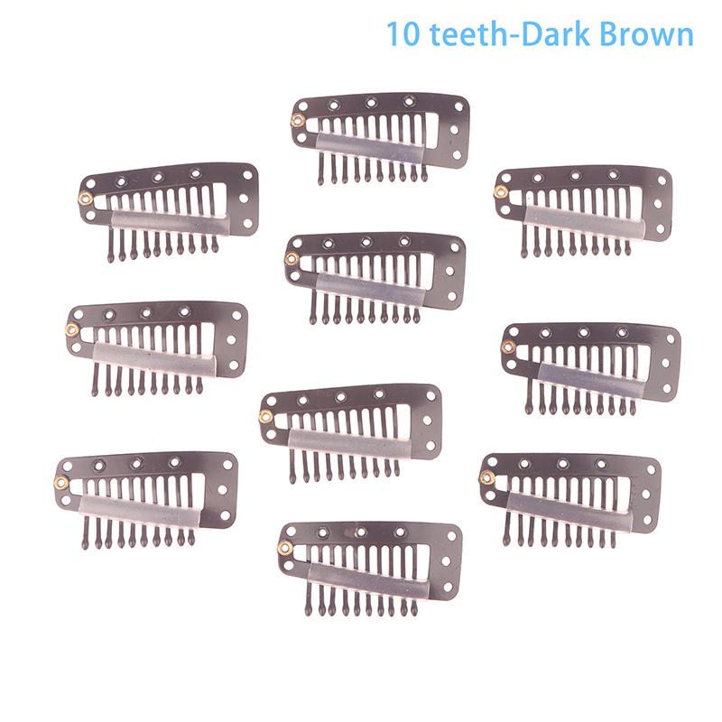 10Pcs 9/10 Teeth Snap Wigs Clips Portable Metal Snap Hair Clips For Hair Extensions Accessories Tool10 Pcs Hair Extension Clips