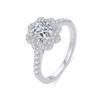 S925 Sterling Silver Cushion Cut Moissanite Ring VVS1 D Color Rose Flower Design 1 Carat Wedding Promise Ring for Women