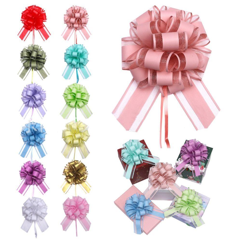 5Pcs Craft Flowers Wedding Car Ribbon Gift Wrap Wedding Pull Bow Flower  Wedding Car Decor