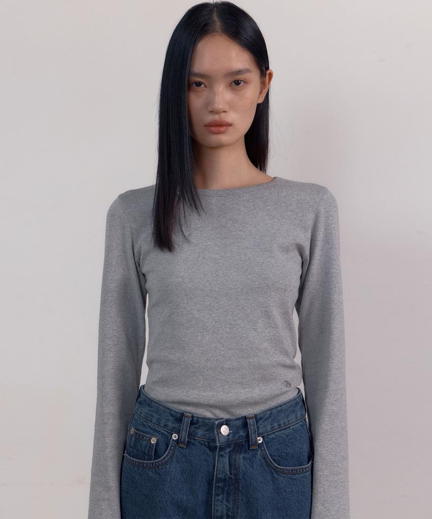 38COMEONCOMMON Symbol Slim Long Sleeve T-Shirts (Melange Gray)