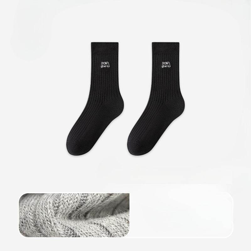 

Мужские осенние трендовые повседневные носки, подходящие ко всему, с вышивкой, влагоотводящие, дезодорирующие, дышащие, спортивные носки-трубы из хлопка 1 pair чёрный