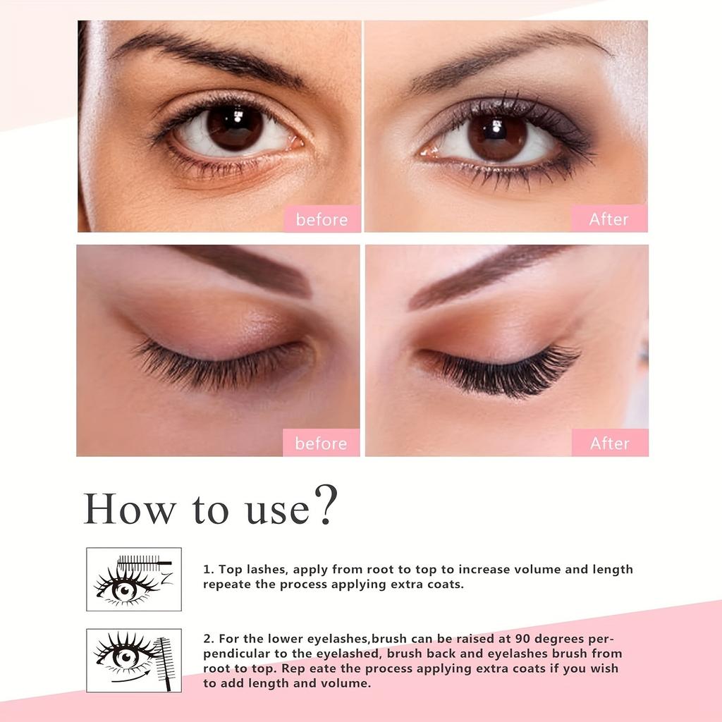 QICQY Lift Volume Express Waterproof Mascara for All Skin Types, Black - Long-Wearing, Lengthening, Clump-Free Formula with Intense Curl & Density