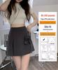 2024 Summer Women's Gray A-Line Bow Slit Bodycon Skirt-Shorts