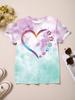 Roupas infantis Menina Camiseta Manga curta 3D Tie-Dye Print Crianças Roupas de verão Casual Desenho animado Gola redonda Roupas infantis Tops