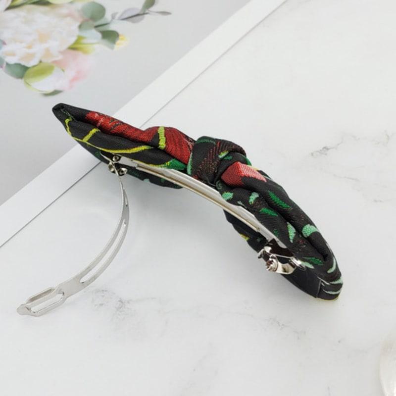 MAIA Rose Jacquard Ribbon Pin - Black