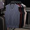 Gilet lavorato a maglia da uomo casual da lavoro a V senza maniche