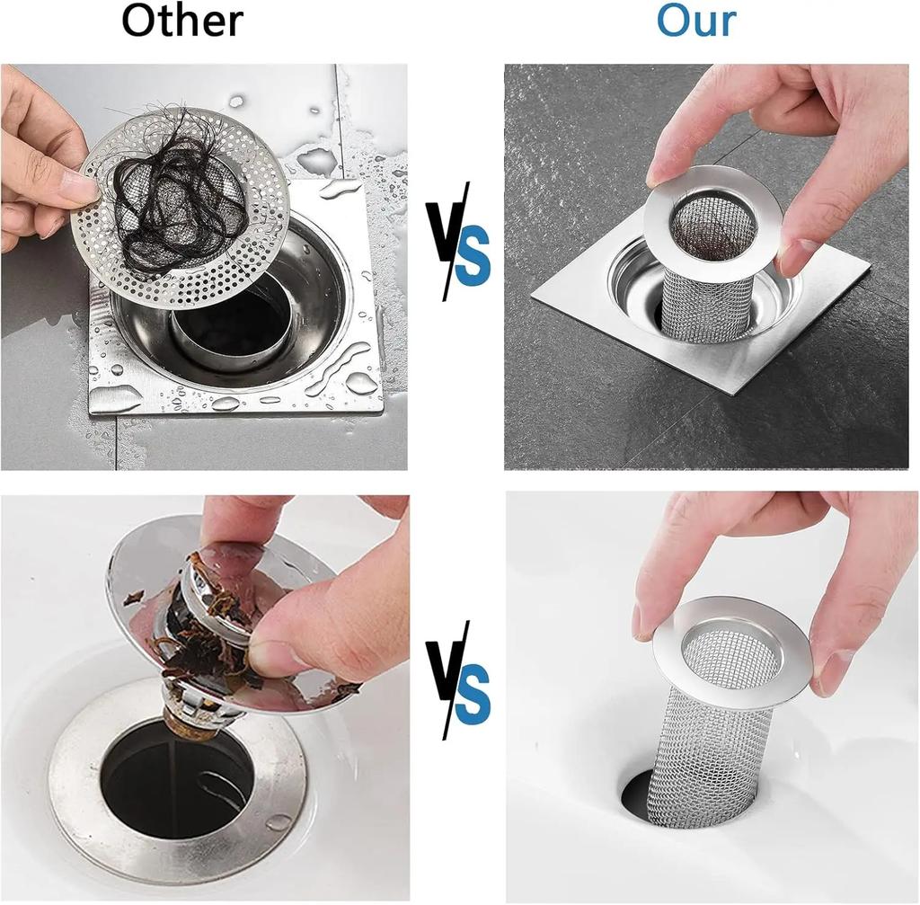 Floor Drain Filter Stainless Steel Mesh Kitchen Sink Filter Bathtub Hair Catcher Stoper Anti-clog Shower Net Strainer Drains