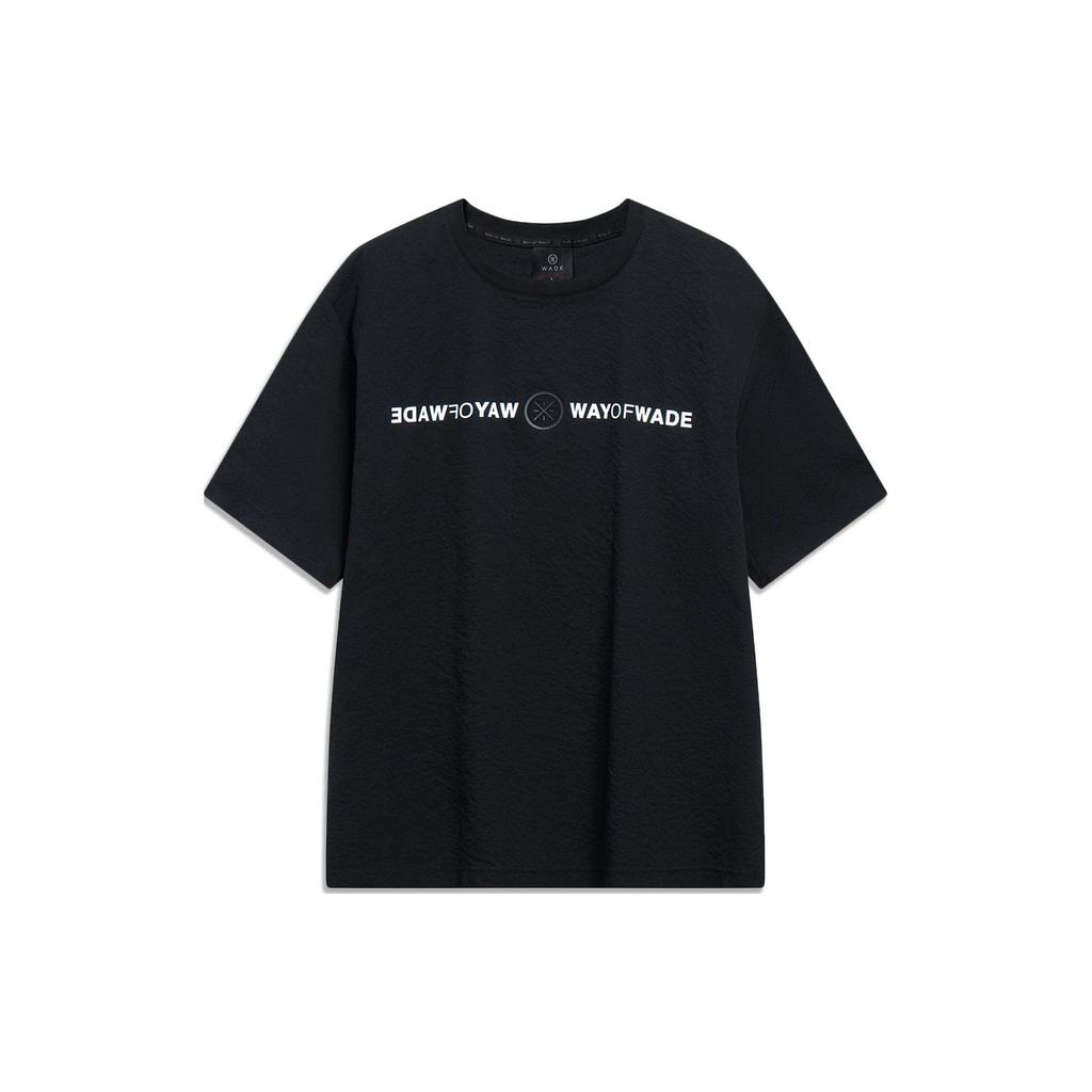 Li-Ning Letter Print Loose Short Sleeve T-Shirt Unisex Tops Black ATST333-1
