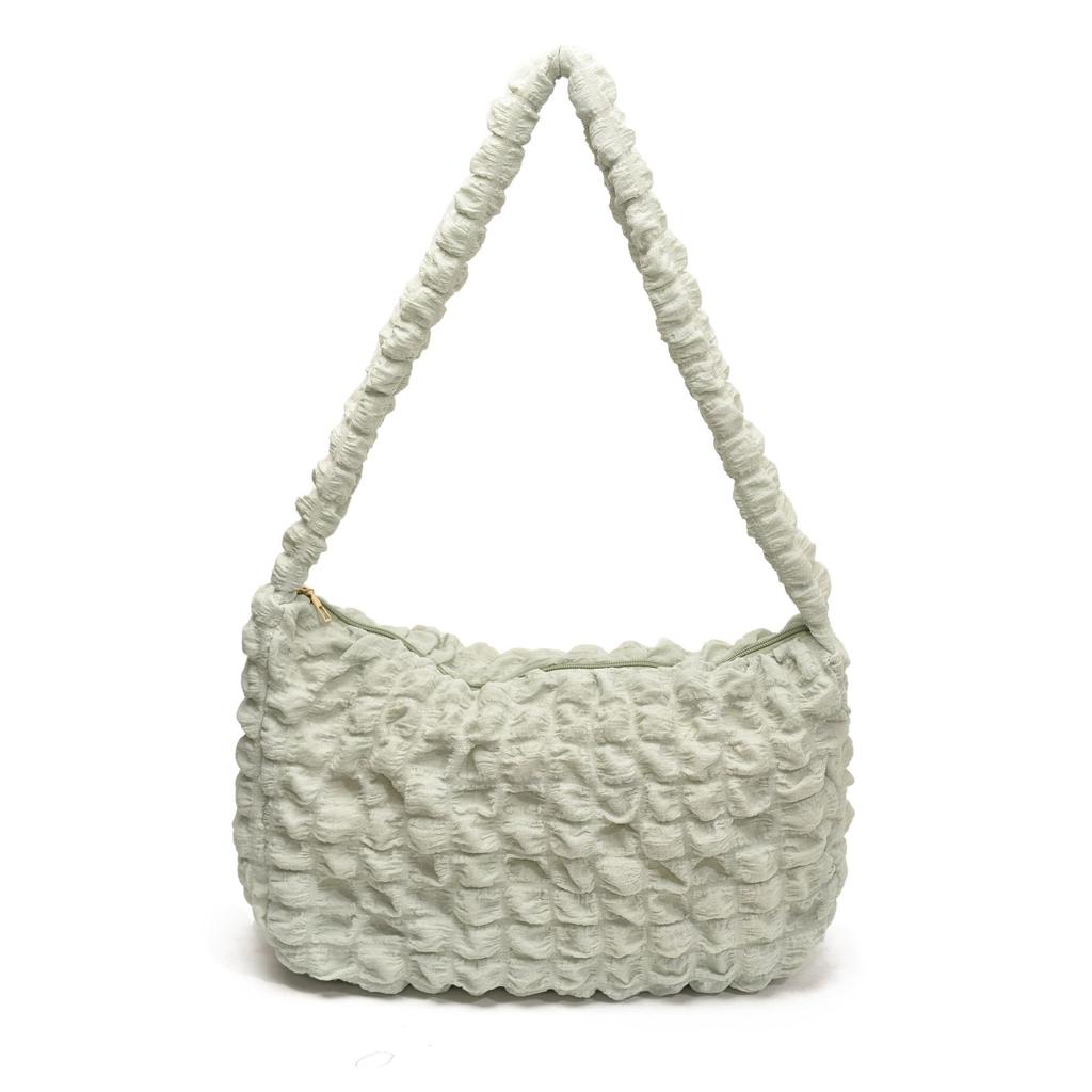 1pcs Crossbody Bag with Pleated Design Embroidered Plaid Shoulder Bag Underarm Bags Simple Large Capacity Quilted Tote Bags