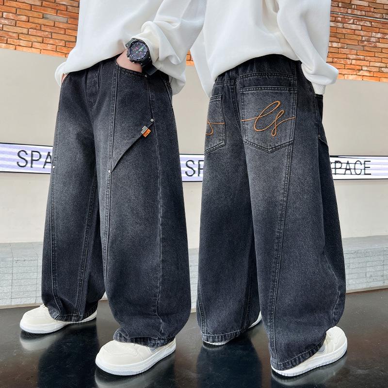 2026 Trendige Jungen Jeans mit geschwungenem Bein - Mittel/Groß - Herbst Frühling Stil für Teenager 150 cm gray