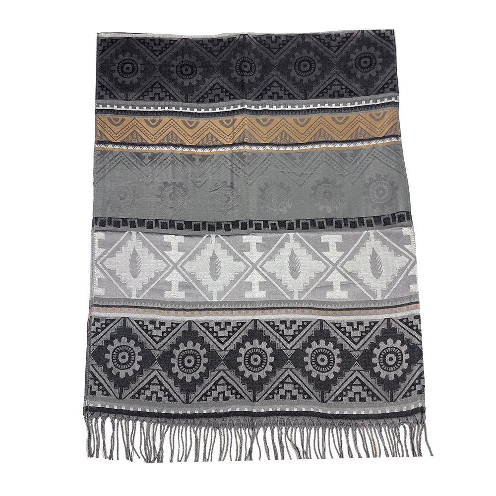 Bohemian Cotton Jacquard Geometric Shawl: High-End Women's Evening Scarf
