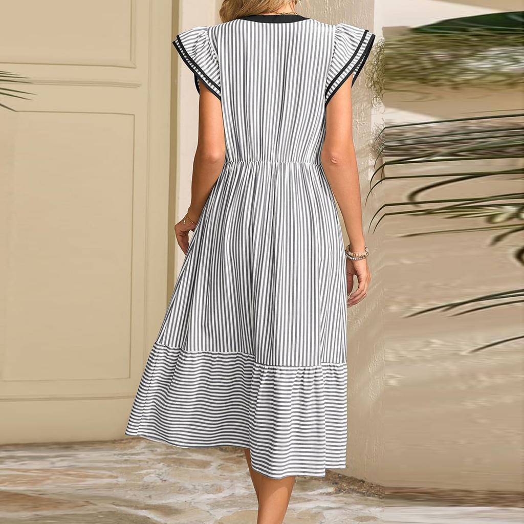 Women's V-neck Dress With Pockets
