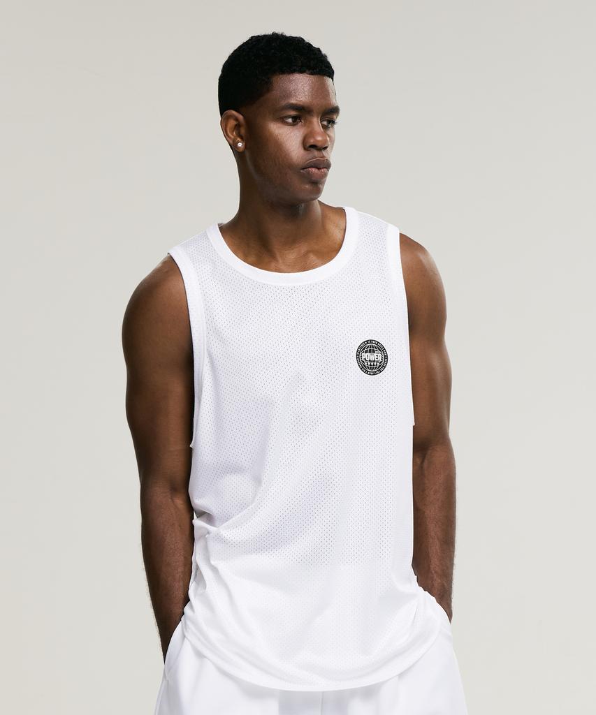 Leijibi Muscle Mesh Jersey Oversized M Sleeveless Tank Top White