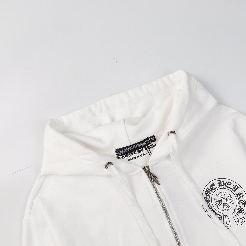 842 CHROME HEARTS 2025 Herbst und Winter Neu Übergröße Klassischer Stil Logo Reißverschluss Kapuzenpullover, Geeignet für Paare zum Tragen