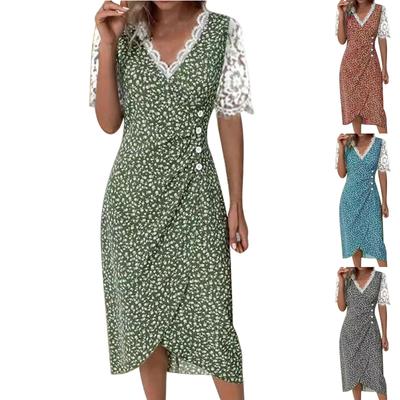 Plážové šaty pro ženy, jarní letní trendy elegantní zavinovací šaty s výstřihem do V, květinové boho šaty, splývavé řasené havajské maxi šaty