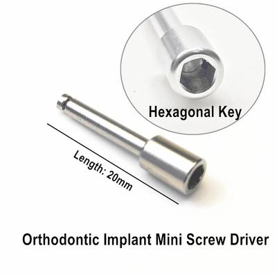 Mini cacciavite per impianto dentale Ancoraggio ortodontico Vite esagonale chiave 20mm Driver a stelo corto Corrispondenza contrangolo