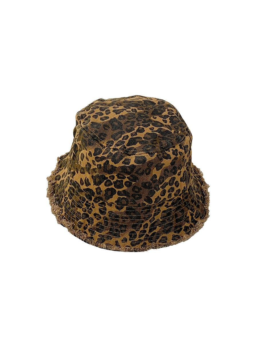

New leopard print bucket hat women s spring, summer and autumn basin hat to cover the face, cover the face and show the face, small hat Adult (56-58cm) коричневий