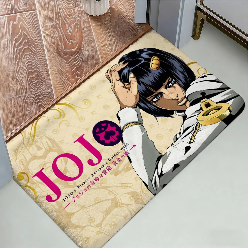 Anime A-J-J-JoJo B-Bizarre A-Adventure Floor Mat Cozy Flannel Soft Thick Non-Slip Mat for Living Room Bedroom Kitchen Decor Rugs