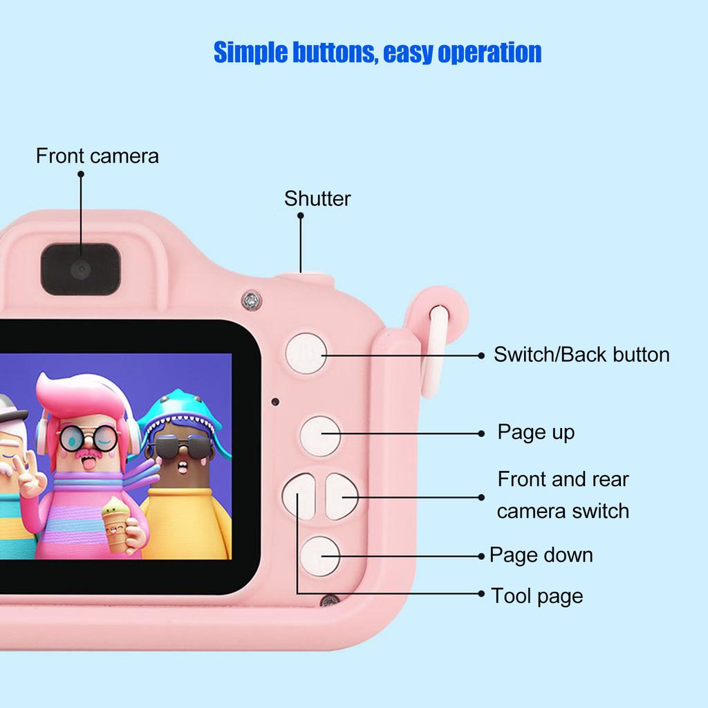 Kids Camera 2in   HD Screen Front Rear Camera Game MP3 Video Recording Toddler Camera for Kids Ages 3 to 10