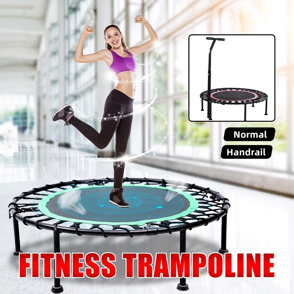 Indoor 40"" Exercise Fitness Trampoline Rebounder For Adults Child Foldable Cardio Jump Workout Stability Training Tool Rose Red/Green