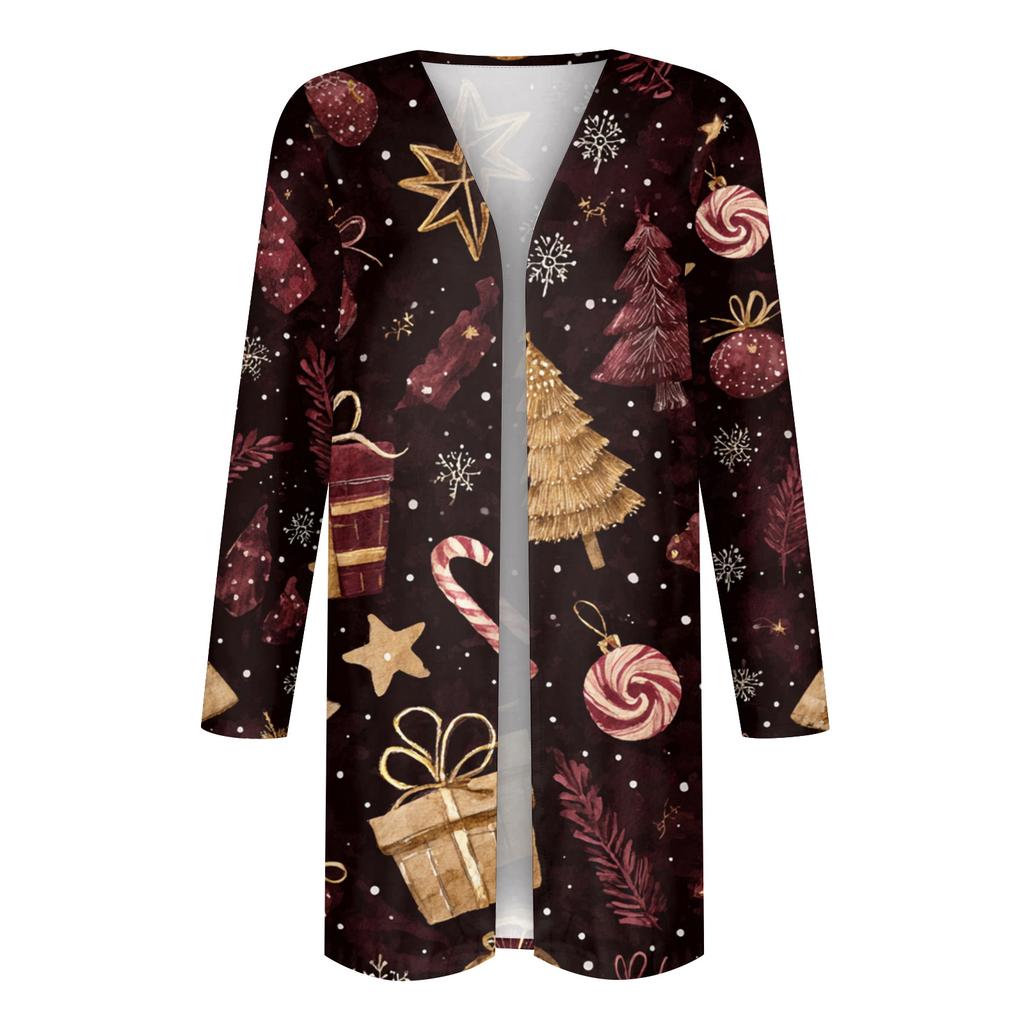 Women's Fashion Casual Halloween Printed Mid-Length Irregular Hem Cardigan Jacket