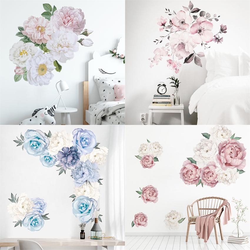 

Многоцветные пионы розы цветы принт обои наклейки искусство детские наклейки детская гостиная украшения дома наклейки настенные наклейки