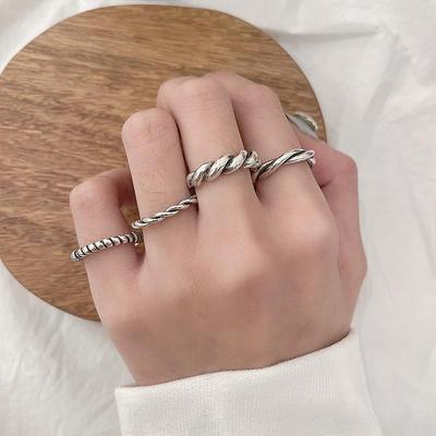 Anello regolabile vintage minimalista in argento sterling 925 per donna