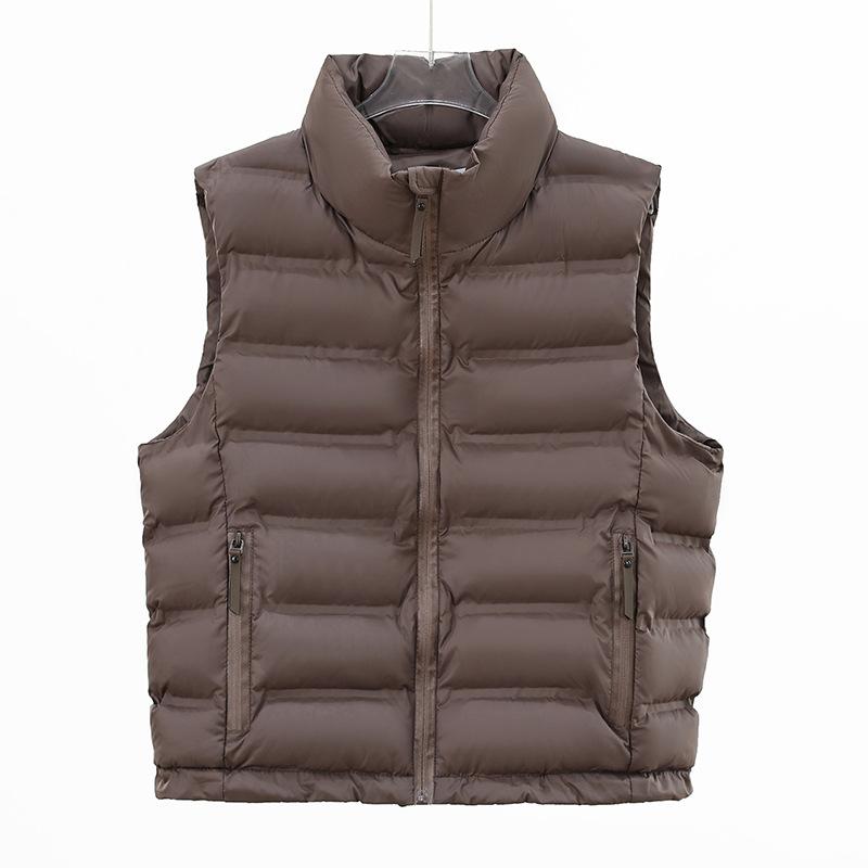 Women'S Autumn And Winter New Stand-Up Collar Short Pocket Zipper Light And Slim Vest