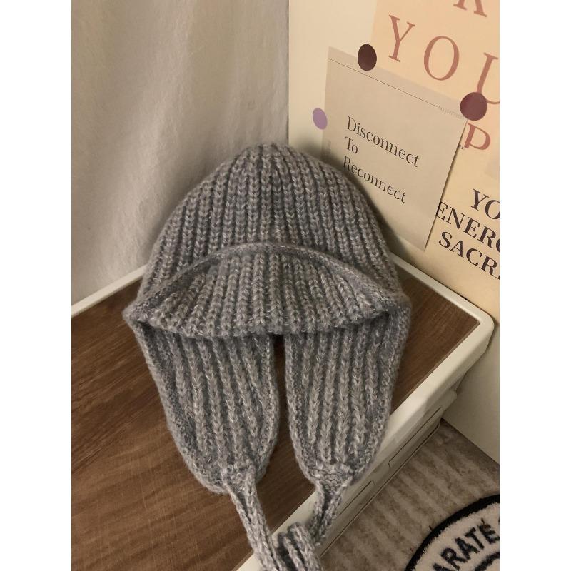 

Winter Atmosphere Ins Korean Style Knitted Woolen Hat for Women Autumn and Winter Warm Ear Protection Flight Hat Ski Thunder Hat M（56-58cm）