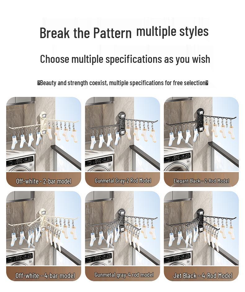 Rotating Multi-Clip Clothes Hanger for Socks & Underwear - No-Punching Design