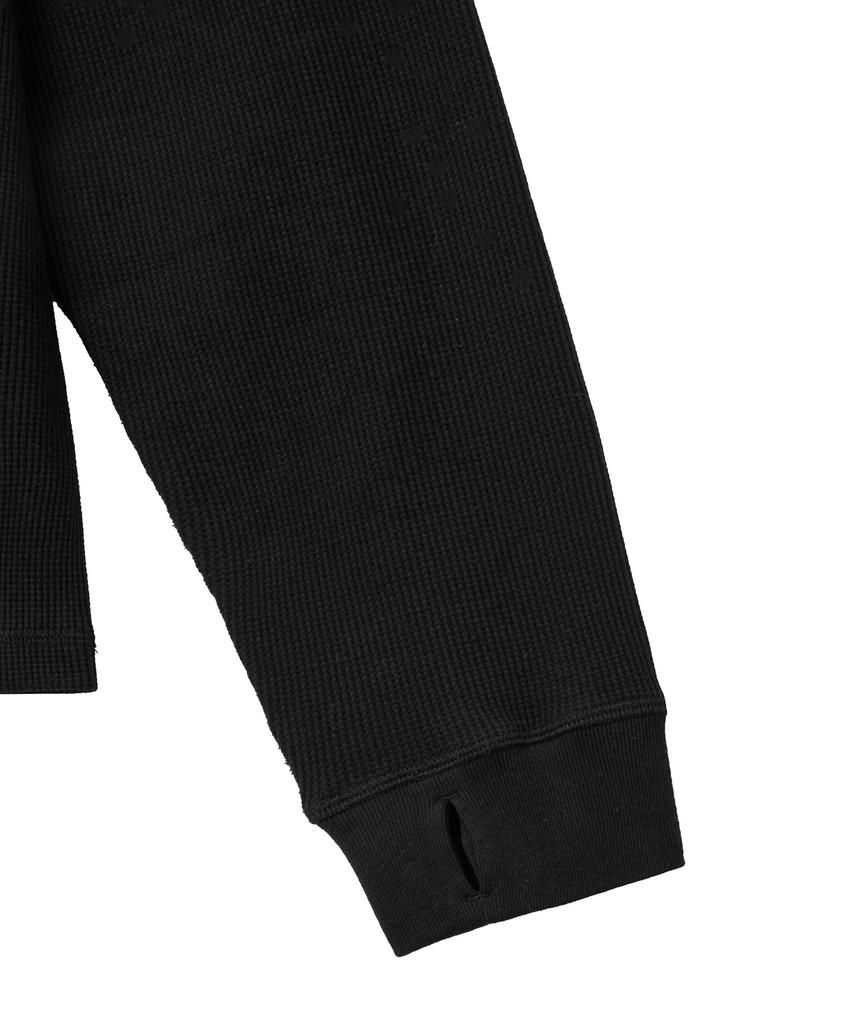 PHYPS MOTORCYCLE Waffle Henry Neck Long Sleeve Black