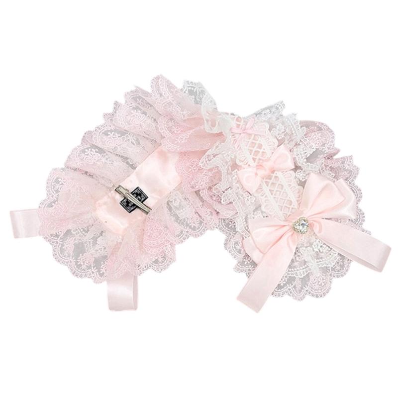 Elegant Ribbon Hair Clip Headpiece With Lace Ruffle Trim Design For Women And Girl Anime Event Gathering Hair Ornament
