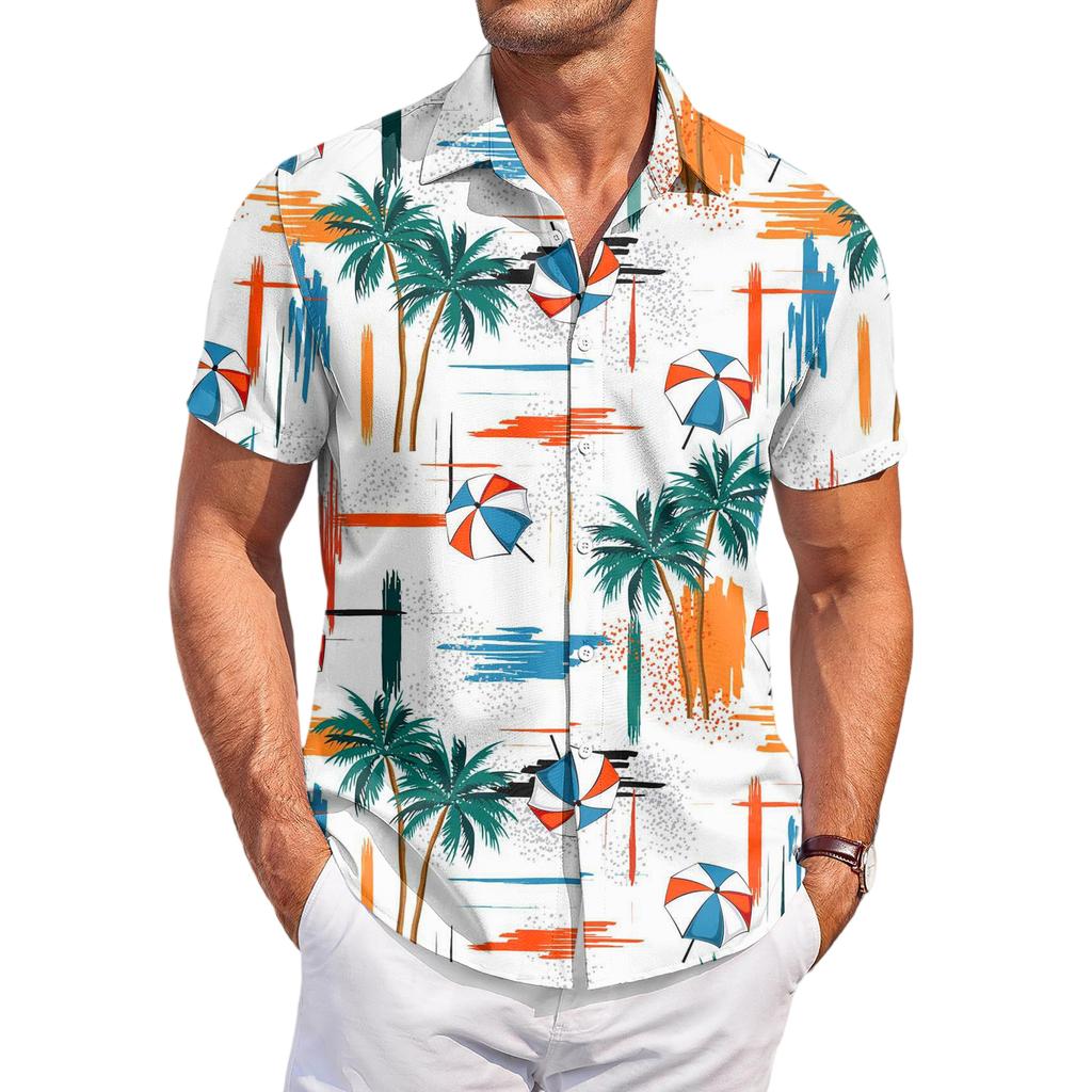 Men's Casual Fashion Printed Short,Sleeve Shirt