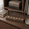 6 Slot Watch Box Padded Compartments Glass Lid Display Case Clear Window Timepiece Organizer